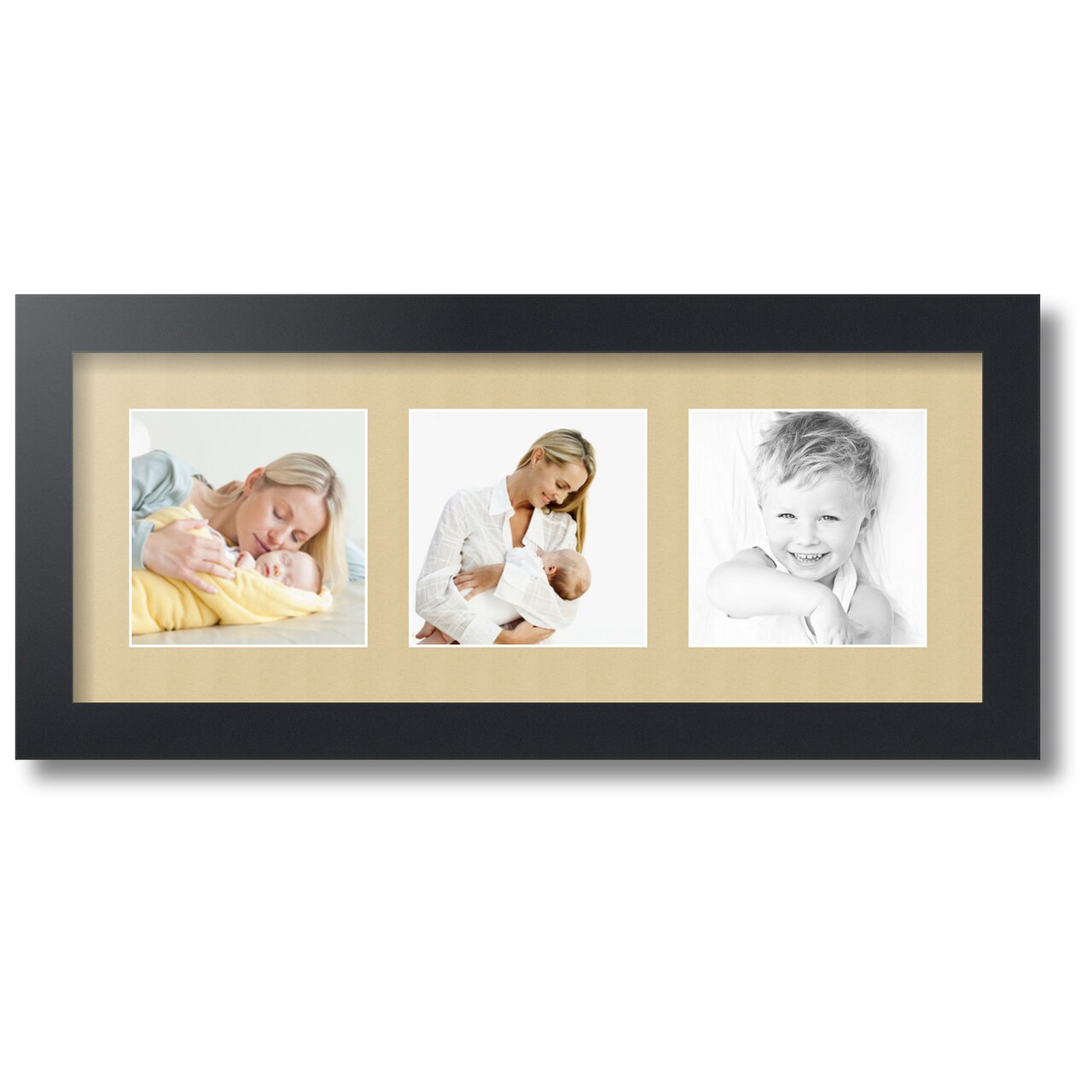 ArtToFrames Collage Photo Picture Frame with 3 - 5x5 inch Openings, Framed in Black with Over 62 Mat Color Options and Regular Glass (CSM-3926-95)